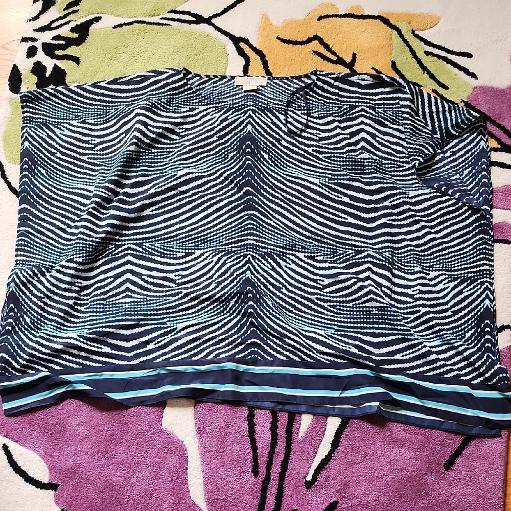 Michael Kors Blue and White Patterned Top